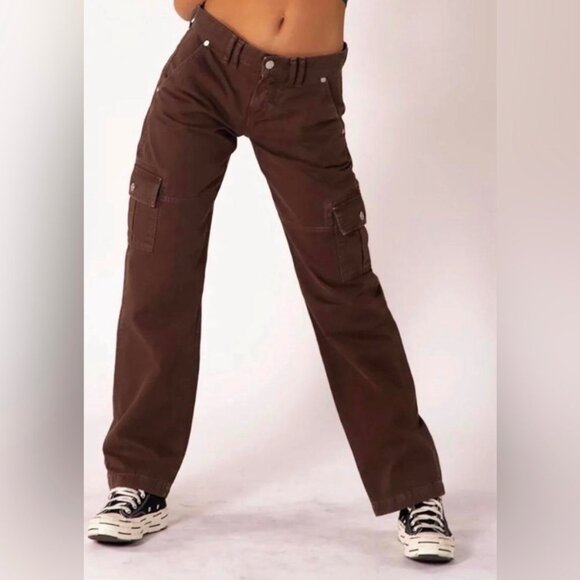 Revice Women's Brown Cargo Pants with Pockets Size 27 100% Cotton Made In USA - Picture 6 of 6
